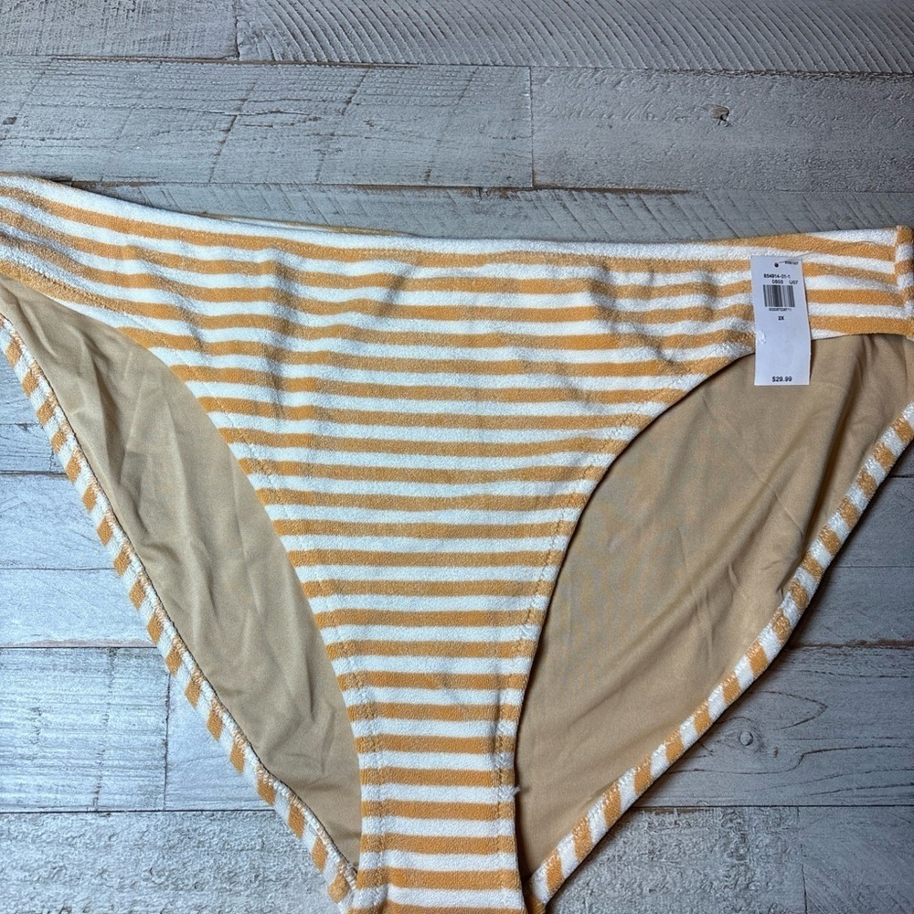 NWT Old Navy Plus Size Orange Striped Terry Classic Low Rise Bikini Bottom 2X - Picture 5 of 15